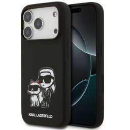 Karl Lagerfeld Liquid Silicone K&CH Sketch Apple iPhone 17 Pro MagSafe kompatibilis hátlap tok, fekete