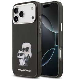 Karl Lagerfeld IML Aquarelle Karl and Choupette Apple iPhone 17 Pro Max hátlap tok, fekete