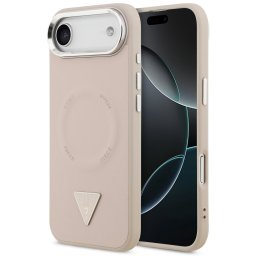Guess PU Leather Triangle Logo Apple iPhone Air (2025) MagSafe hátlap tok, rózsaszín