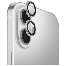 Uniq Optix Apple iPhone 16 / 16 Plus tempered kameralencse-védő üvegfólia felhelyező kerettel, ezüst