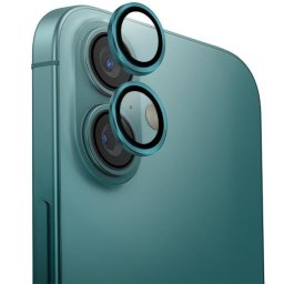 Uniq Optix Apple iPhone 16 / 16 Plus tempered kameralencse-védő üvegfólia felhelyező kerettel, zöld