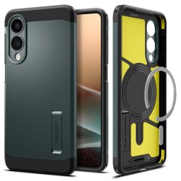 Spigen Tough Armor MagFit Samsung Galaxy S25 Edge tok, MagSafe, Abbys Green, zöld