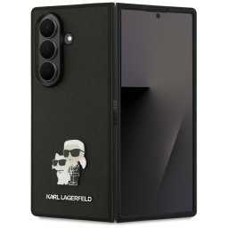 Karl Lagerfeld Saffiano Karl&Choupette Pin Samsung Galaxy Z Fold 7 MagSafe kompatibilis hátlap tok, fekete