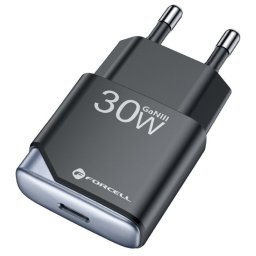 Forcell F-Energy GaN III B130101-E USB-C + USB-A töltő adapter, PD, QC4.0, 3A, 30W, fekete