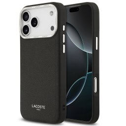 Lacoste PU Leather Champs Elysees Apple iPhone 17 Pro Max MagSafe tok kameravédő peremmel, fekete