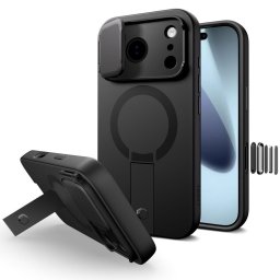 Tech-Protect Kevlar Aura Apple iPhone 17 Pro Max MagSafe tok kameravédelemmel, kitámasztóval, fekete-narancs