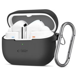 Tech-Protect Samsung Galaxy Buds 3 / 3 FE / 3 Pro szilikon tok, karabinerrel, fekete
