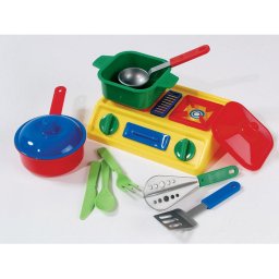 Mini konyha játékszett edényekkel és tűzhellyel - színes (5008)