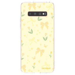 Átlátszó szilikon tok az alábbi mobiltelefonokra Samsung Galaxy S10 Plus G975 - Honey Blossom