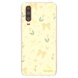 Átlátszó szilikon tok az alábbi mobiltelefonokra Huawei P30 - Honey Blossom