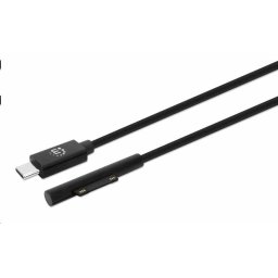 Manhattan töltőkábel, Surface Connect és USB-C töltőkábel (M/M), 15 V / 3 A, 1,8 m, fekete, 1,8 m, fekete