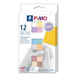Gyurma, készlet, 12x25 g, égethető, FIMO \Soft Pastel\ 12 különböző szín