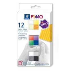 Gyurma, készlet, 12x25 g, égethető, FIMO \Effect Colours\, 12 különböző szín