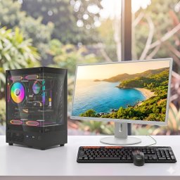 Komplett PC Szett Formula V Line Crystal i3-14100F/16GB/512GB NVMe SSD/RTX 3050 6GB Gamer PC + Fujitsu B27-8 27" FHD Monitor + Meetion MT-4100 Vezeték Nélküli Billentyűzet és Egér