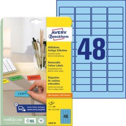 AVERY ZWECKFORM Etikett, univerzális, 45,7x21,2 mm, eltávolítható, kerekített sarkú, AVERY ZWECKFORM, 960 etikett/csomag, kék