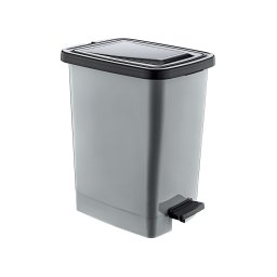 Slim Műanyag pedálos szemetes, ezüst/szürke, belső vödörrel 25L