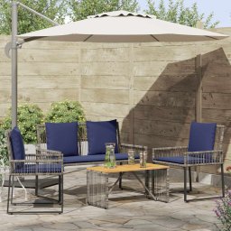 vidaXL Kültéri Bútor Szett 9 db Szürke és sötétkék polirattan