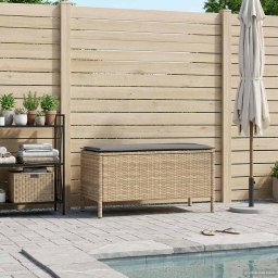 vidaXL Kerti lábtartó Beige és Világosszürke 80 x 38 x 42 cm PE Rattan