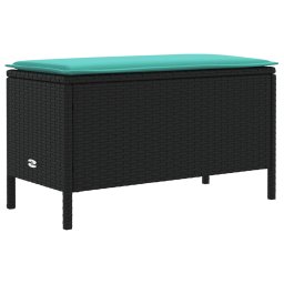vidaXL Kerti lábtartó Fekete és Türkiz 80 x 38 x 42 cm PE Rattan