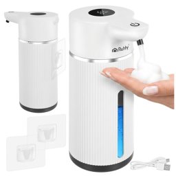 Ruhhy érintésmentes szappanadagoló 420ml fehér LED kijelzővel, USB-C töltéssel