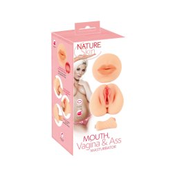 Nature Skin - punci és száj maszturbátor (testszínű)