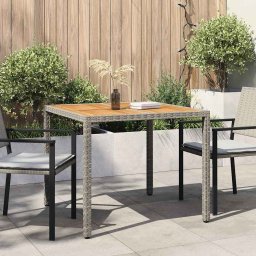 vidaXL Kerti Asztal Szürke 90 x 90 x 75 cm polirattan
