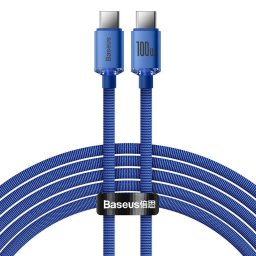 Baseus CAJY000703 Crystal Shine sorozatú adatkábel USB-C - USB-C 100W 2m kék