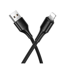 HOCO X120 adatkábel (USB - lightning, 2.4A, gyorstöltő, 100cm) FEKETE