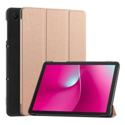 Tok álló, bőr hatású (aktív FLIP, oldalra nyíló, TRIFOLD, asztali tartó) ROZÉARANY T Tablet 2 5G
