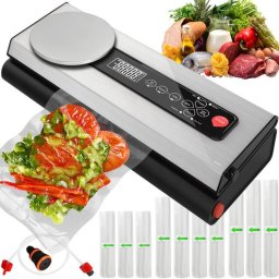 Ruhhy vákuumos fóliahegesztő beépített mérleggel, 120W, 9 tekercs fóliával, 12V/230V