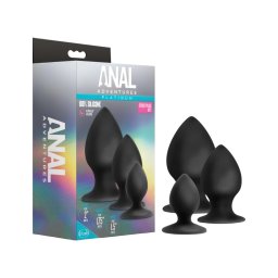Anal Adventures Platinum Stout - anál plug szett - 3 db (fekete)