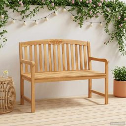 vidaXL Kézműves Rózsabank 114 x 60,5 x 95 cm Tömör Teakfa Természetes