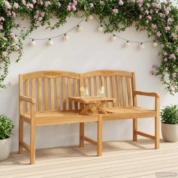 vidaXL Kézműves Rózsabank 150,5 x 60 x 95 cm Tömör Teakfa Természetes