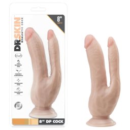 Dr. Skin 8 - tapadókorongos dupla dildó (testszínű)