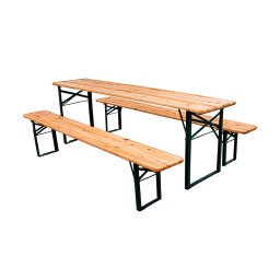 Sörpad garnitúra összecsukható acélvázas fenyő 200x50 cm