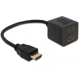 HDMI elosztó adapter 1x apa 2x anya HDMI High Speed Ethernettel Delock PN: Delock-65226