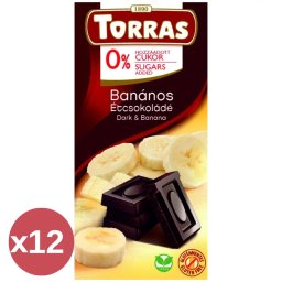 Torras Banános vegán étcsokoládé hozzáadott cukor nélkül kínáló 12X75 g