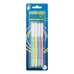 ICO Szövegkiemelő készlet, 1-3 mm, ICO "Videotip Slim", 4 különböző pasztell szín