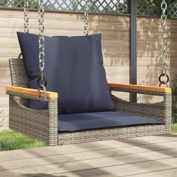 vidaXL szürke polyrattan hintapad párnákkal 63 x 62 x 40 cm