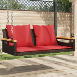 vidaXL barna polyrattan hintapad párnákkal 109 x 62 x 40 cm