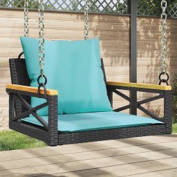 vidaXL fekete polyrattan hintapad párnákkal 63 x 62 x 40 cm