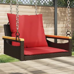 vidaXL barna polyrattan hintapad párnákkal 63 x 62 x 40 cm