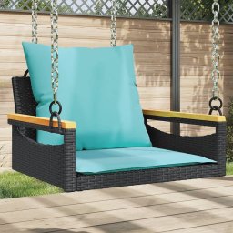 vidaXL fekete polyrattan hintapad párnákkal 63 x 62 x 40 cm