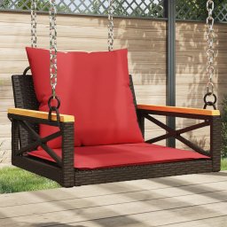vidaXL barna polyrattan hintapad párnákkal 63 x 62 x 40 cm