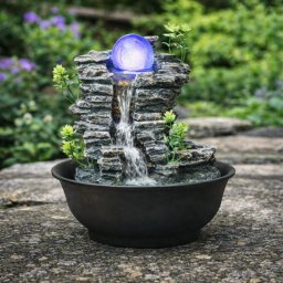 Csomagolás Sérült Dekoratív asztali Feng Shui, Szökőkút-csobogó gömb LED lámpa, 21 x 21 x 23 cm, hálózati adapterrel