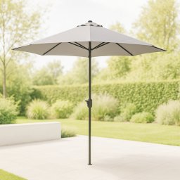 Ambience acél vázas és bordás kitekerhető napernyő, széltörővel, 3 m, 180 g/m², UPF30+,szürke