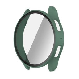 Samsung Galaxy Watch 7 (44 mm) SM-L310 / L315, Műanyag védőkeret, kijelzővédő üveggel, közepesen ütésálló, szíj nélkül, sötétzöld