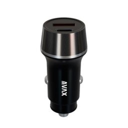 AVAX Autós töltő, USB-C, USB-A, AVAX "CC340B", fekete