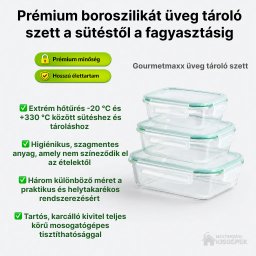 GOURMETMAXX DS13755 ÜVEG TÁROLÓ SZETT FEDÉLLEL - 6 RÉSZES