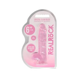 RealRock - átlátszó élethű dildó (pink, 15 cm)